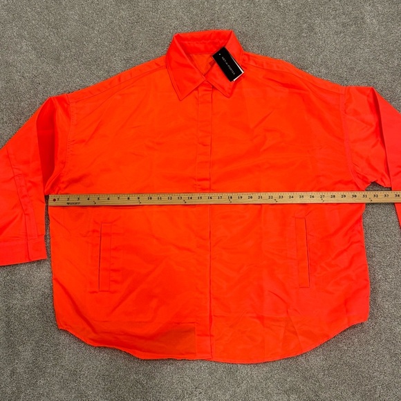 The Frankie Shop Perla Shirt Jacket in Neon Orange Size Medium Large NWT - Picture 10 of 12